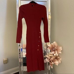 Dark Red Sweater Dress